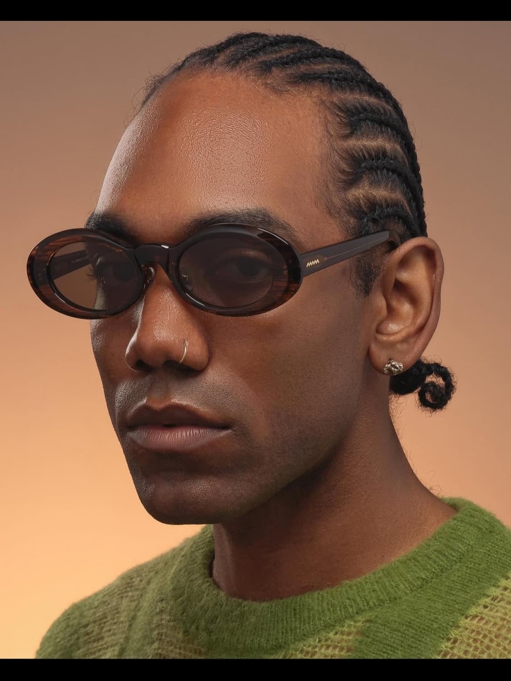 Braindead Oval Tortoiseshell Sunglasses with Green Lenses - Picture 2 of 3